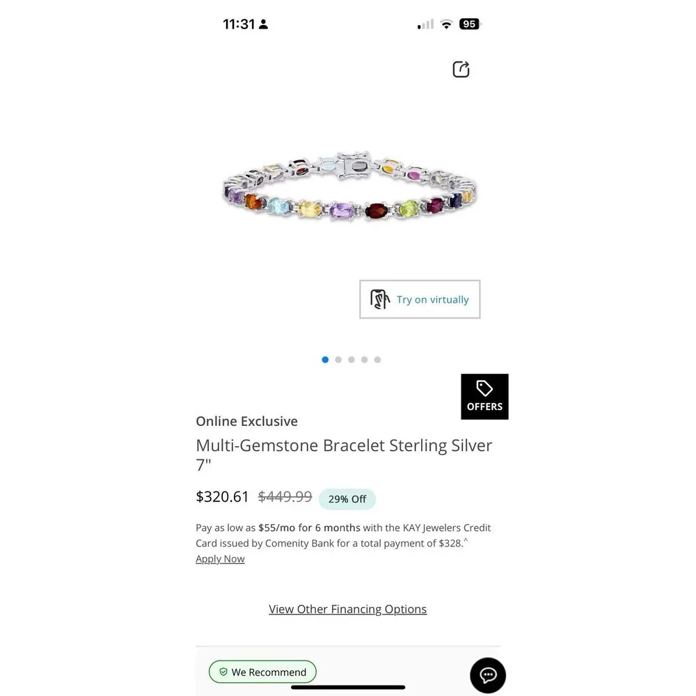 Multi Gemstone Tennis Bracelet Sterling Silver Kay Jewelers 7.25” - Picture 12 of 12